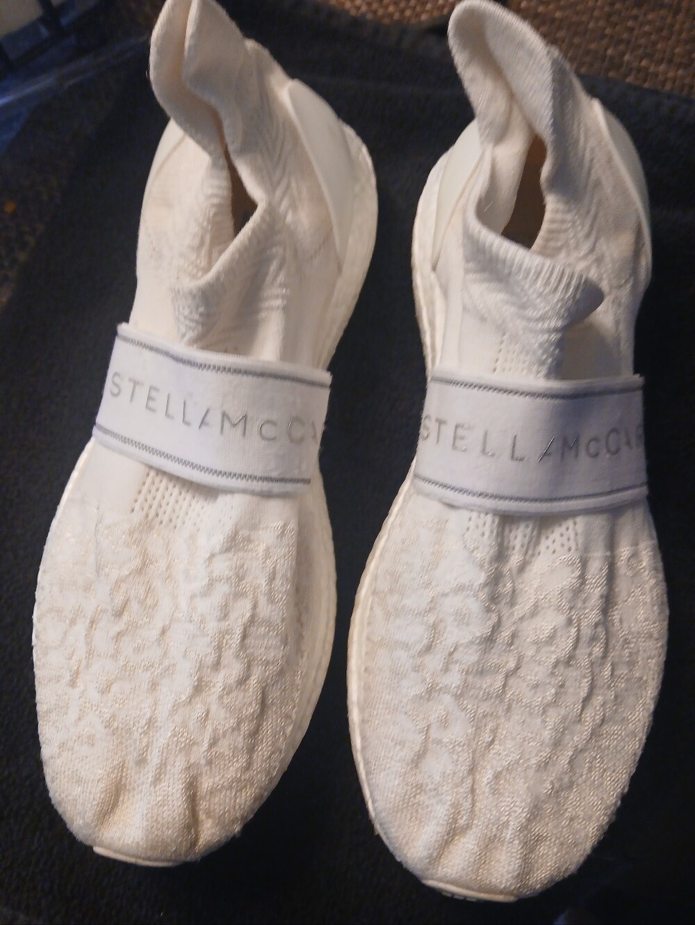 Stella McCartney White Elastic-Band Knit Slip-On Sneakers by Addidas